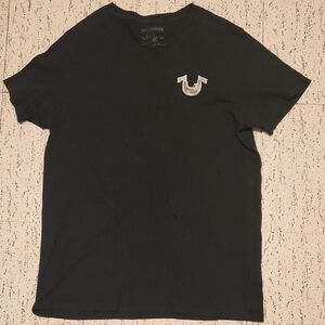 True Religion Stitched Camo Logo V Neck T Shirt